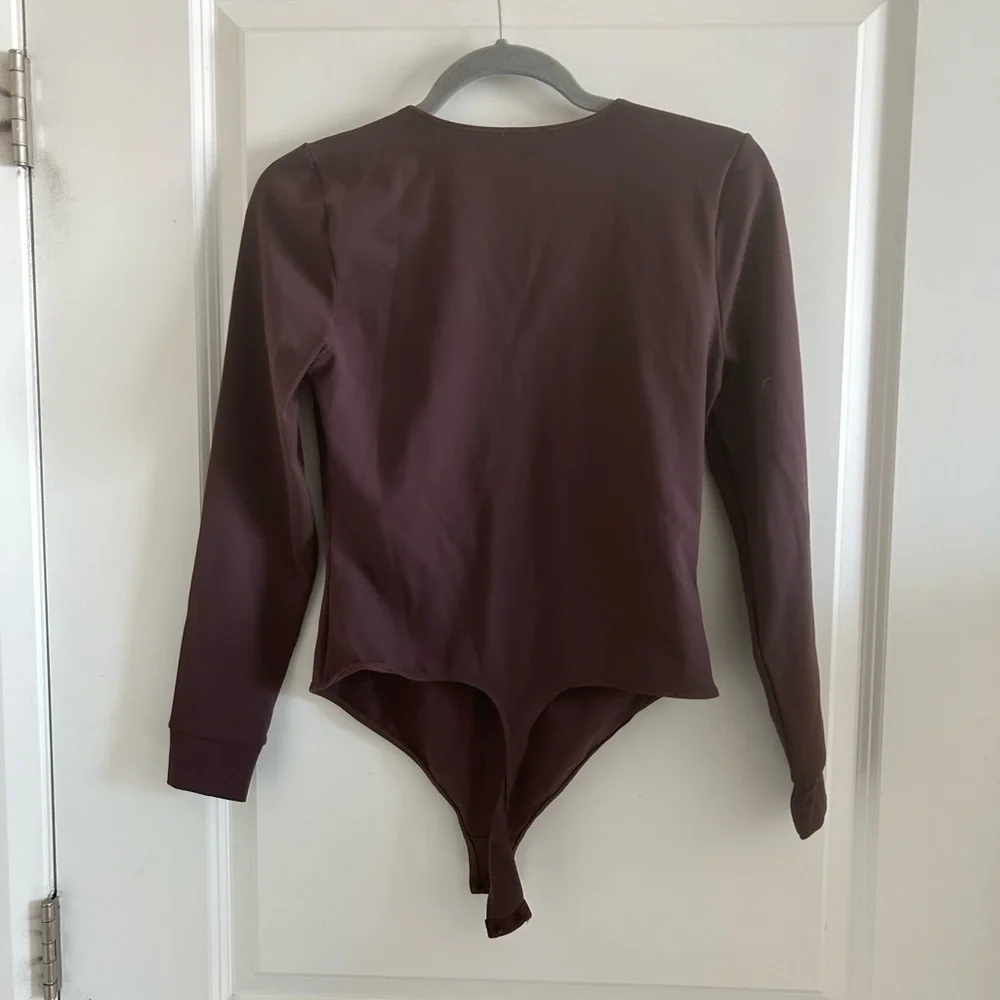 Free People Intimately V Neck Bodysuit Top Brown Medium